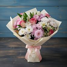 Букет цветов из:  Хризантемы, Альстромерии и Розы в Александровке Оренбургской области